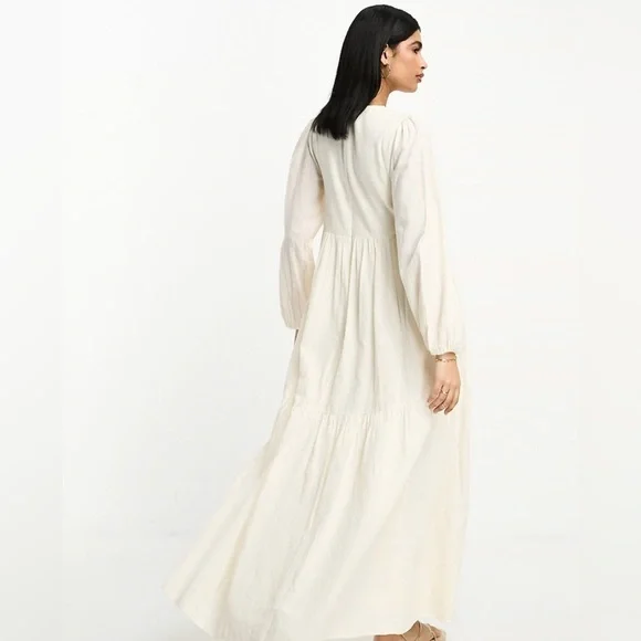 ASOS Design Broderie Crochet Bodice Maxi Bohemian Dress Size 4 - Picture 3 of 11